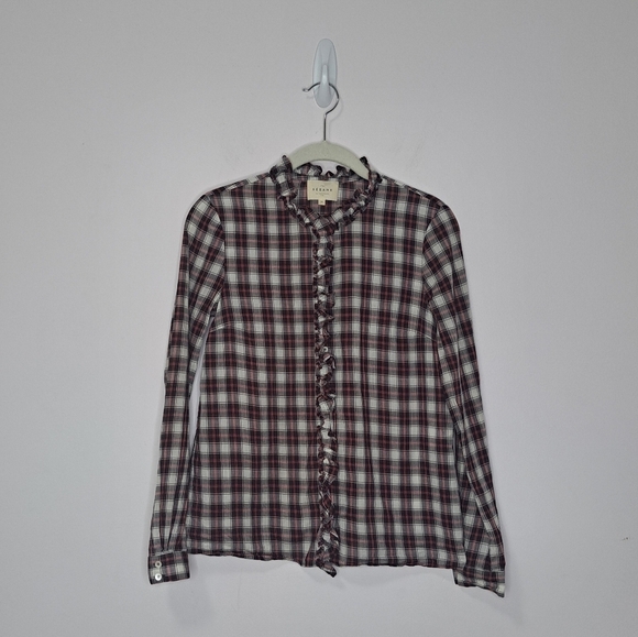 Sezane Solange ecru rouge blouse XS NWOT - Picture 3 of 7